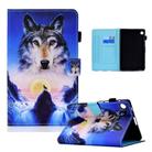 For Samsung Galaxy Tab A9 Colored Drawing Stitching Flip Leather Tablet Case(Wolf) - 1