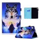 For Samsung Galaxy Tab A9 Colored Drawing Stitching Flip Leather Tablet Case(Wolf) - 1