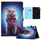 For Samsung Galaxy Tab A9 Colored Drawing Smart Leather Tablet Case(Bow Tie Cat) - 1