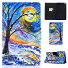 For Samsung Galaxy S6 Lite P610 / P615 Electric Pressed TPU Colored Drawing Horizontal Flip Leather Case with Holder & Card Slots & Anti-slip Strip & Sleep / Wake-up Function(Watercolor Tree) - 1