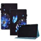 For Samsung Galaxy Tab A9+ Colored Drawing Elastic Band Smart Leather Tablet Case(Flower) - 1
