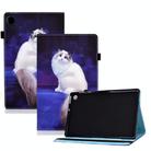 For Samsung Galaxy Tab A9 Colored Drawing Elastic Band Smart Leather Tablet Case(White Cat) - 1