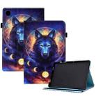 For Samsung Galaxy Tab A9+ Colored Drawing Stitching Elastic Band Leather Smart Tablet Case(Space Wolf) - 1
