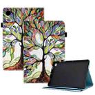 For Samsung Galaxy Tab A9+ Colored Drawing Stitching Elastic Band Leather Smart Tablet Case(Life Tree) - 1
