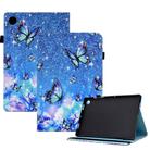 For Samsung Galaxy Tab A9 Colored Drawing Stitching Elastic Band Leather Smart Tablet Case(Butterfly) - 1