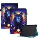 For Samsung Galaxy Tab A9 Colored Drawing Stitching Elastic Band Leather Smart Tablet Case(Space Wolf) - 1