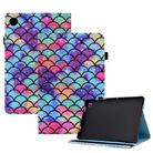 For Samsung Galaxy Tab A9 Colored Drawing Stitching Elastic Band Leather Smart Tablet Case(Wavy Pattern) - 1