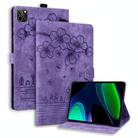 For Xiaomi Pad 6 / 6 Pro Cartoon Sakura Cat Embossed Leather Tablet Case(Purple) - 1