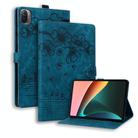 For Xiaomi Pad 5 / 5 Pro Cartoon Sakura Cat Embossed Leather Tablet Case(Blue) - 1