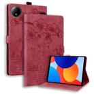 For Xiaomi Redmi Pad SE 8.7 4G Cartoon Sakura Cat Embossed Leather Tablet Case(Red) - 1