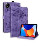 For Xiaomi Redmi Pad SE 8.7 4G Cartoon Sakura Cat Embossed Leather Tablet Case(Purple) - 1