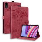 For Xiaomi Redmi Pad SE 11 2025 Cartoon Sakura Cat Embossed Leather Tablet Case(Red) - 1