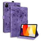 For Xiaomi Redmi Pad 8.8 2025 Cartoon Sakura Cat Embossed Leather Tablet Case(Purple) - 1