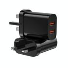 WIWU Wi-U003 Quick Series 2.4A USB-A Dual Port Fast Charger, UK Plug(Black) - 1