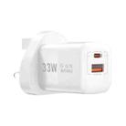 WIWU Wi-U008 33W USB + USB-C / Type-C Dual Ports GaN Travel Fast Charger, UK Plug(White) - 1