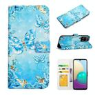 For Samsung Galaxy A22 4G Oil Embossed 3D Drawing Leather Phone Case(Blue Butterflies) - 1
