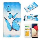 For Samsung Galaxy A02s 164mm Oil Embossed 3D Drawing Leather Phone Case(3 Butterflies) - 1