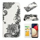 For Samsung Galaxy A02s EU Oil Embossed 3D Drawing Leather Phone Case(Lace Flower) - 1