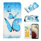 For Samsung Galaxy A12 Oil Embossed 3D Drawing Leather Phone Case(3 Butterflies) - 1