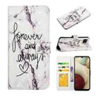 For Samsung Galaxy A12 Oil Embossed 3D Drawing Leather Phone Case(Words Marble) - 1