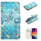 For Samsung Galaxy A40 Oil Embossed 3D Drawing Leather Phone Case(Blue Butterflies) - 1