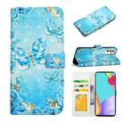 For Samsung Galaxy A82 Oil Embossed 3D Drawing Leather Phone Case(Blue Butterflies) - 1
