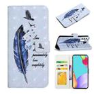 For Samsung Galaxy A82 Oil Embossed 3D Drawing Leather Phone Case(Blue Feather) - 1