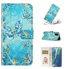 For Samsung Galaxy Note20 Oil Embossed 3D Drawing Leather Phone Case(Blue Butterflies) - 1