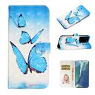 For Samsung Galaxy Note20 Oil Embossed 3D Drawing Leather Phone Case(3 Butterflies) - 1