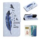 For Samsung Galaxy Note20 Oil Embossed 3D Drawing Leather Phone Case(Blue Feather) - 1