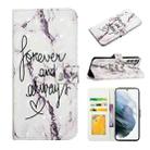 For Samsung Galaxy S21 5G Oil Embossed 3D Drawing Leather Phone Case(Words Marble) - 1