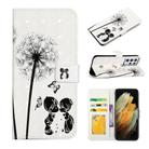 For Samsung Galaxy S21 Ultra 5G Oil Embossed 3D Drawing Leather Phone Case(Couple Dandelion) - 1