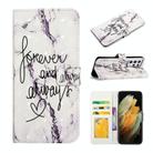 For Samsung Galaxy S21 Ultra 5G Oil Embossed 3D Drawing Leather Phone Case(Words Marble) - 1