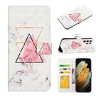 For Samsung Galaxy S22 Ultra 5G Oil Embossed 3D Drawing Leather Phone Case(Triangular Marble) - 1