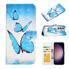 For Samsung Galaxy S23 5G Oil Embossed 3D Drawing Leather Phone Case(3 Butterflies) - 1