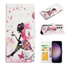 For Samsung Galaxy S23 5G Oil Embossed 3D Drawing Leather Phone Case(Flower Fairy) - 1