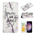 For Samsung Galaxy S23 5G Oil Embossed 3D Drawing Leather Phone Case(Words Marble) - 1