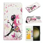 For Samsung Galaxy S23 Ultra 5G Oil Embossed 3D Drawing Leather Phone Case(Flower Fairy) - 1