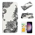 For Samsung Galaxy S23 FE 5G Oil Embossed 3D Drawing Leather Phone Case(Lace Flower) - 1