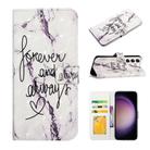 For Samsung Galaxy S23 FE 5G Oil Embossed 3D Drawing Leather Phone Case(Words Marble) - 1