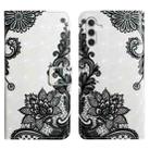 For Samsung Galaxy A25 5G Oil Embossed 3D Drawing Leather Phone Case(Lace Flower) - 1