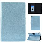 For Samsung Galaxy Tab A9 Glitter Powder Leather Tablet Case(Blue) - 1