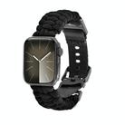 For Apple Watch SE 2023 44mm Paracord Plain Braided Webbing Buckle Watch Band(Black) - 1