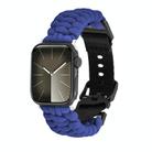 For Apple Watch SE 2023 44mm Paracord Plain Braided Webbing Buckle Watch Band(Blue) - 1