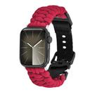 For Apple Watch SE 2023 44mm Paracord Plain Braided Webbing Buckle Watch Band(Red) - 1