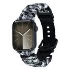 For Apple Watch SE 2023 44mm Paracord Plain Braided Webbing Buckle Watch Band(Black White) - 1