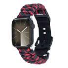 For Apple Watch SE 2023 44mm Paracord Plain Braided Webbing Buckle Watch Band(Black Red) - 1