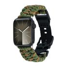 For Apple Watch SE 2023 44mm Paracord Plain Braided Webbing Buckle Watch Band(Army Green Orange) - 1