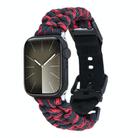 For Apple Watch SE 2023 40mm Paracord Plain Braided Webbing Buckle Watch Band(Black Red) - 1