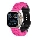 For Apple Watch Ultra 2 49mm Paracord Plain Braided Webbing Buckle Watch Band(Rose Red) - 1